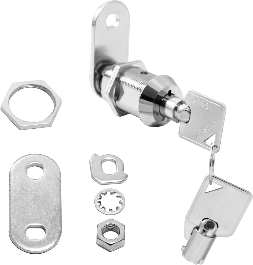 Kingsley Tubular Cam Lock with 1-1/8" Cylinder - Chrome Finish, Keyed Alike - Replacement Lock for RVs, Campers, Cabinets, Tool Boxes, Arcade Machines