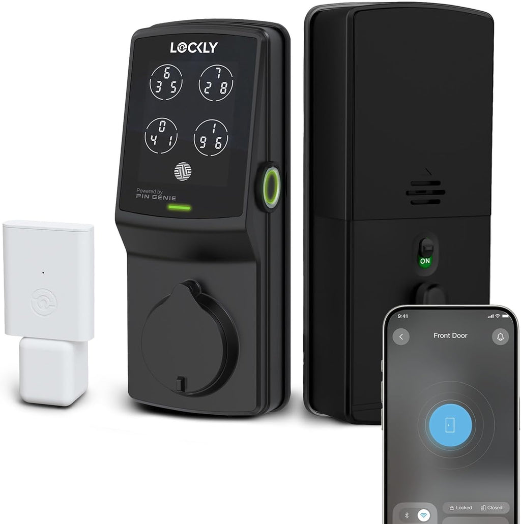 Lockly Secure Pro Deadbolt, Wi-Fi Smart Lock, Keyless Entry Door Lock, Smart Locks for Any Doors, PIN Genie® Keypad, 3D Biometric Fingerprint Sensor, Auto Lock, Rekeying Capability - Matte Black
