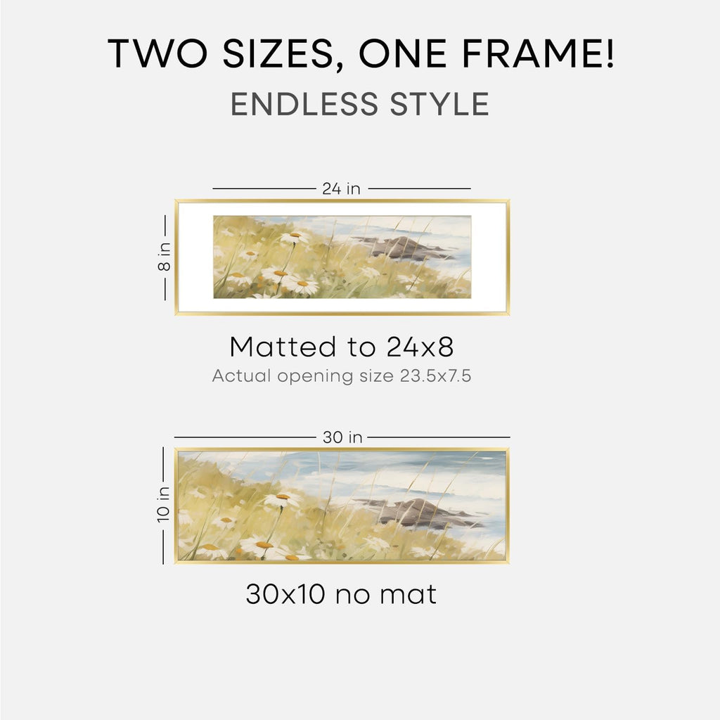 Homeforia 10x30 Picture Frame Gold, High End Metal 10x30 Poster Frames with Mat 8x24 inch Photo, 10 x 30 Gold Frames Matted to 8 by 24 Print, 30x10 Panoramic Frames, Tempered Glass, Wall Kit, Set of 1