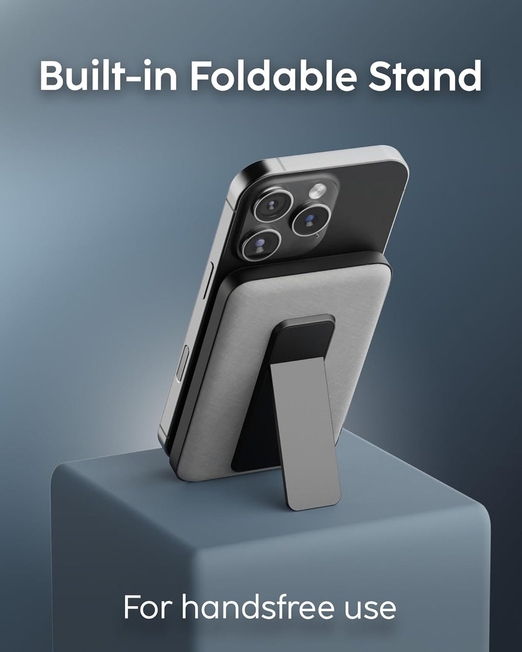 myCharge CliqLuxe 10,000mAh Wireless Magnetic Power Bank - Qi2.2 25W Ultra-Fast Wireless Charging | with Stand | 20W PD USB-C Port | Digital Battery Display | Premium Grey Fabric (Without Wall Plug)