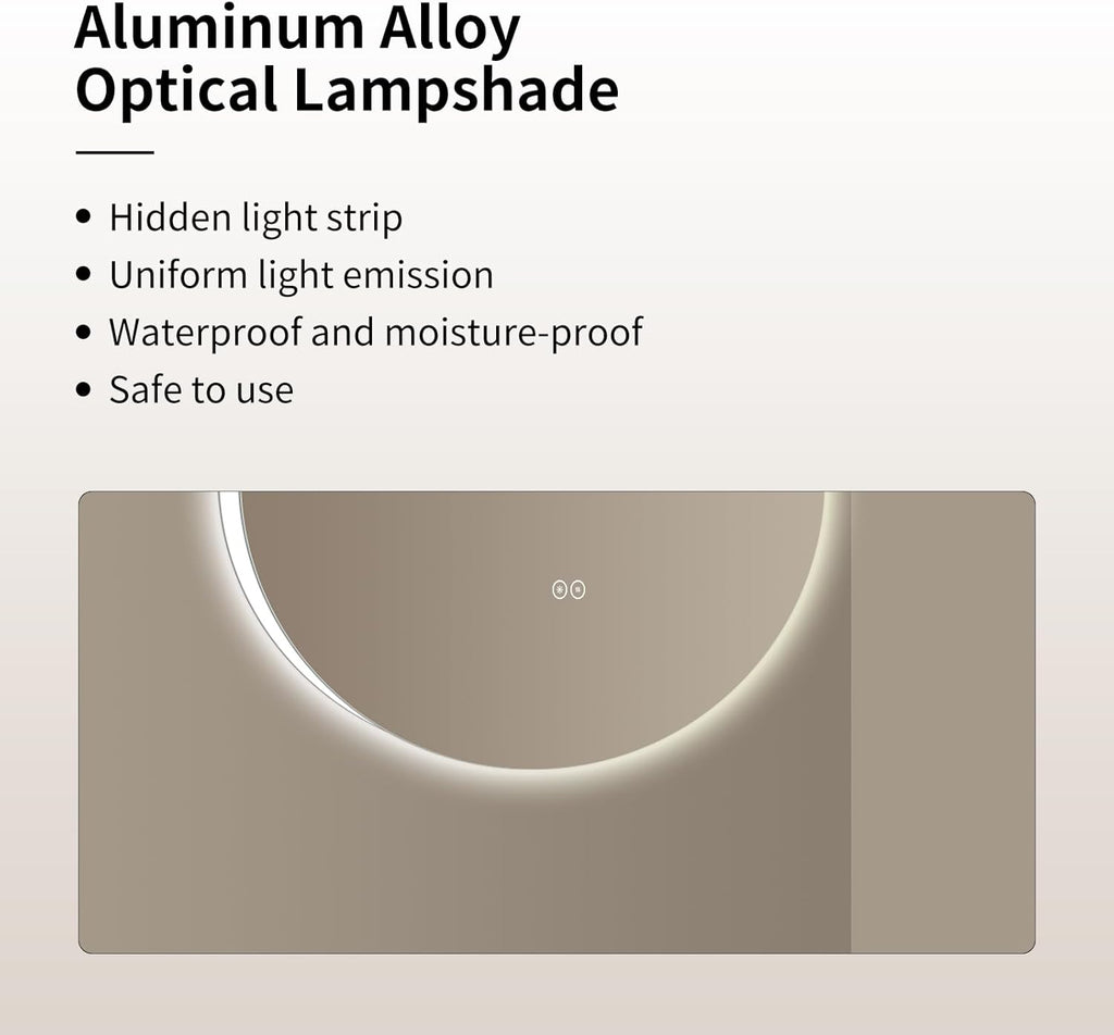 Round LED Bathroom Mirror with Light, Backlit Mirror for Bathroom, Frameless LED Smart Vanity Mirror with 3 Color Lights, Anti-Fog, Smart Touch Button, Shatter-Proof, IP65, 90+ CRI(28" L x 28" W)