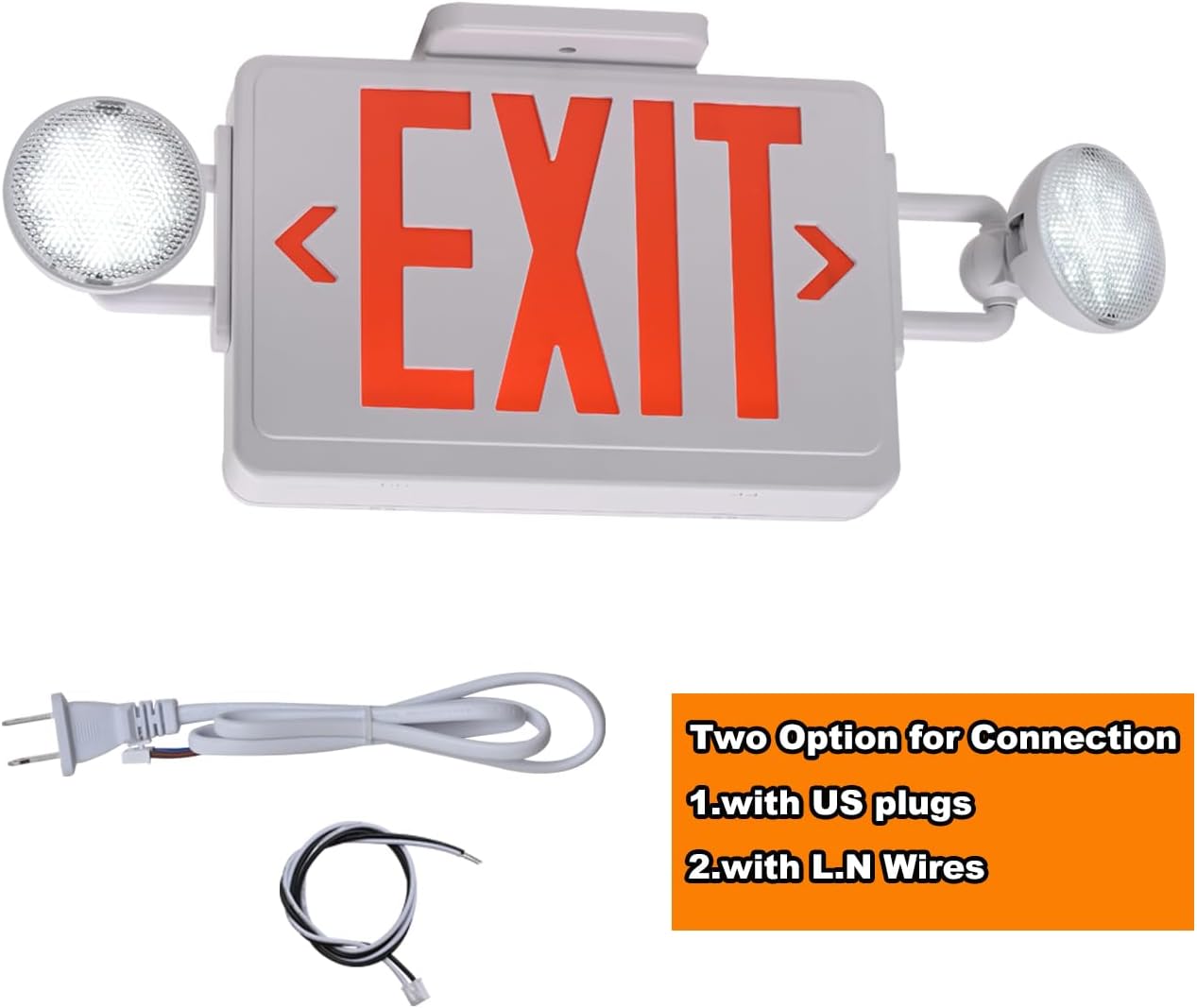 Emergency Exit Sign with Lights Battery backup, 200lm 3Hours Plug in Red Exit Signs with Emergency Lights for Business, Battery Operated,UL 924 AC85-277V