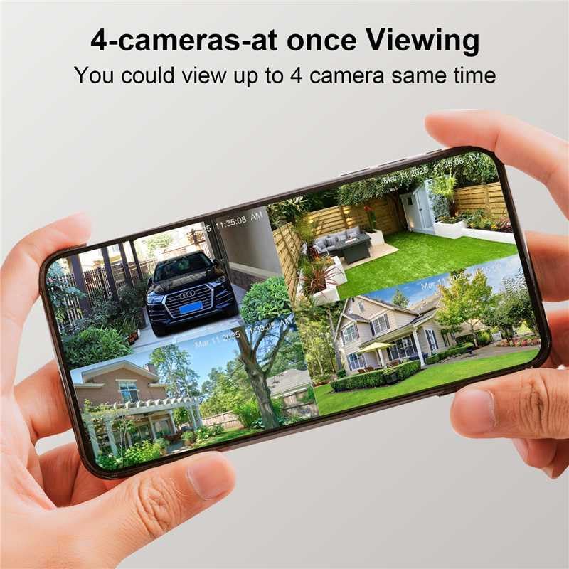 Dual Lens Security Cameras Wireless Outdoor，Solar Cameras for Home Security，Motion Detection,Night Vision,No Month Fee,IP65 Water Proof