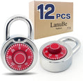 LanuBe Standard Dial Combination Lock, 2 inches. Wide, with Different Combinations, Red Turnplate, Pack of 12; Lock for School, Employee, Gym Sports Locker, Case, Toolbox