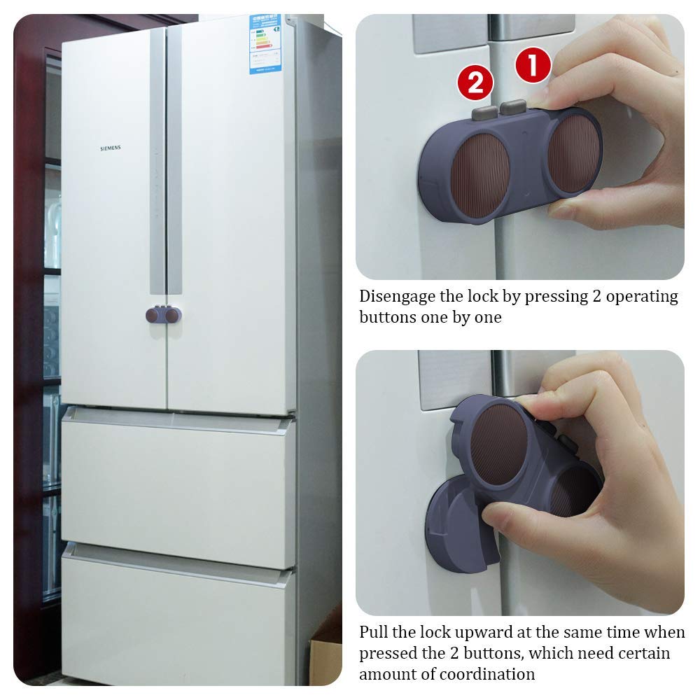 EUDEMON Baby Safety French Fridge Door Lock Freezer Refrigerator Lock Cabinet Cupboard Lock for Childproof & Pet Proofing Easy to Install no Tools Need or Drill (1 Pack,Blue)