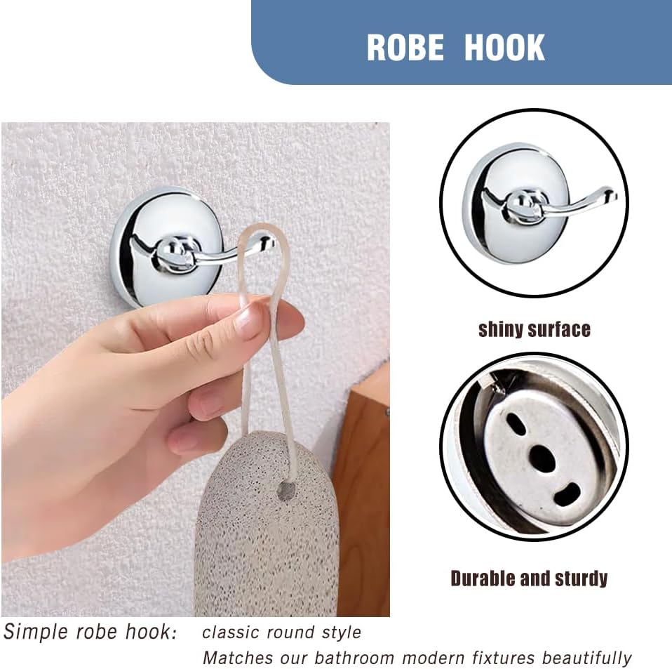 4-Piece Bathroom Hardware Set: Chrome Bathroom Accessory Set, Towel Bar,Towel Ring,Toilet Paper Holder,Robe Hook, Wall Mounted,Optional Installing Longer or Shorter Towel bar