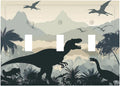 Decorative Switch Plates Prehistoric World Dinosaur Cartoon Fores 3 Gang Wall Plate Triple Toggle Light Switch Cover Faceplate Electrical Wall Panels for Kids Room Nursery Decor