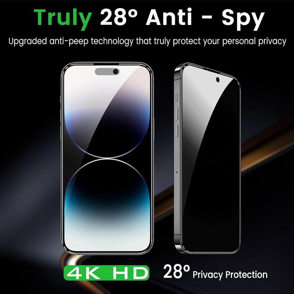 3 Pack Privacy Screen Protector for iPhone 14 Pro 6.1 Inch with 3 Pack Camera Lens Protector, Anti Spy Tempered Glass Film, Anti-Scratch, Touch Sensitive, Case Friendly