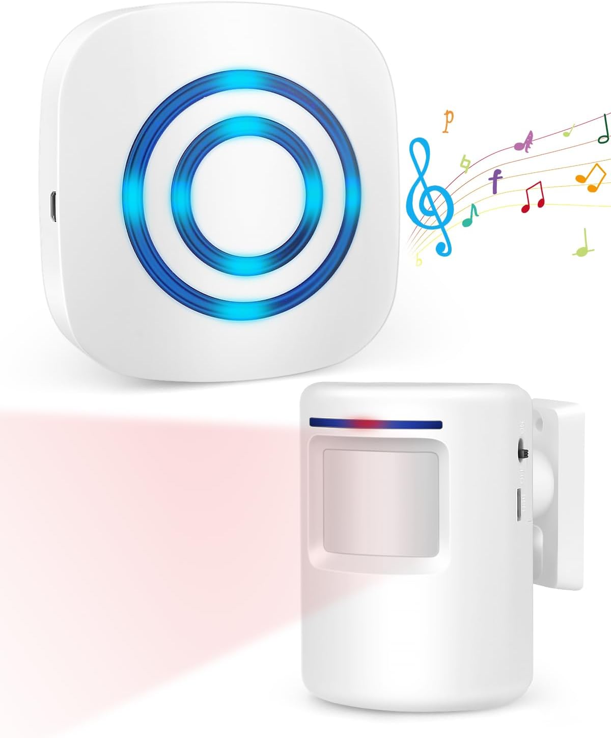 Wireless Caregiver Pager, Motion Sensor Alarm, Indoor Bed Alarm for Elderly Adults, Door Alarms for Dementia, Motion Detector, Driveway Alarms, Door Chime, Doorbell for Business When Entering