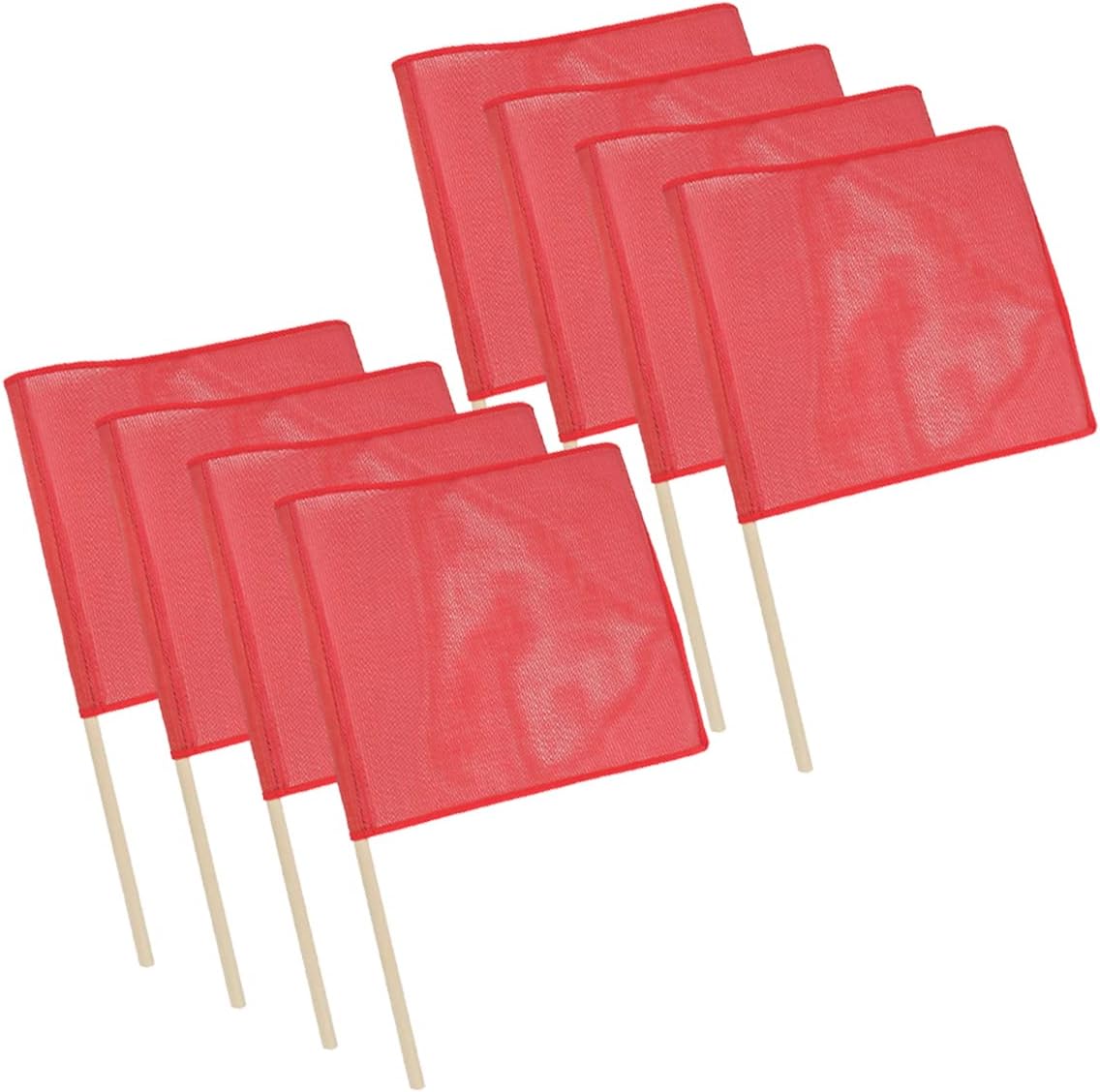 Mytee Products Red Safety Flags for Trucks with Dowel, DOT Compliant - 18 Inch x 18 Inch High Visibility Vinyl Mesh Warning Flags, 8 Pack