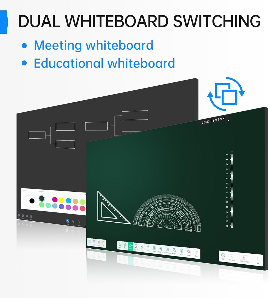 65" Smart Board for Classroom, 4K UHD Interactive Whiteboard Display, 13MP Camera w/6 Mics, Electronic Whiteboard for Business and Education(Board & Wall Mount Included)