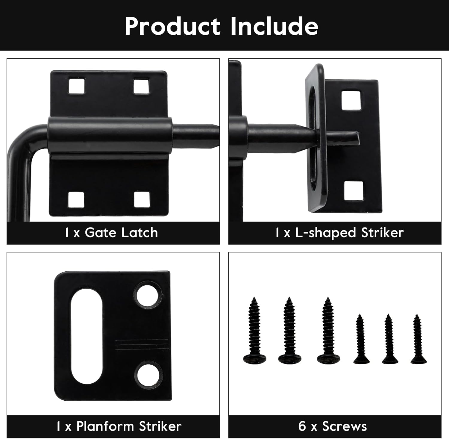 HOME MASTER HARDWARE Heavy Duty Slide Bolt Gate Latch, Sliding Bolt Door Latch Gate Lock Hardware with Padlock Hole, 2 in 1 Barrel Bolt Latch for Wooden Fence/Shed Door/Yard Door/Barn Door, Black
