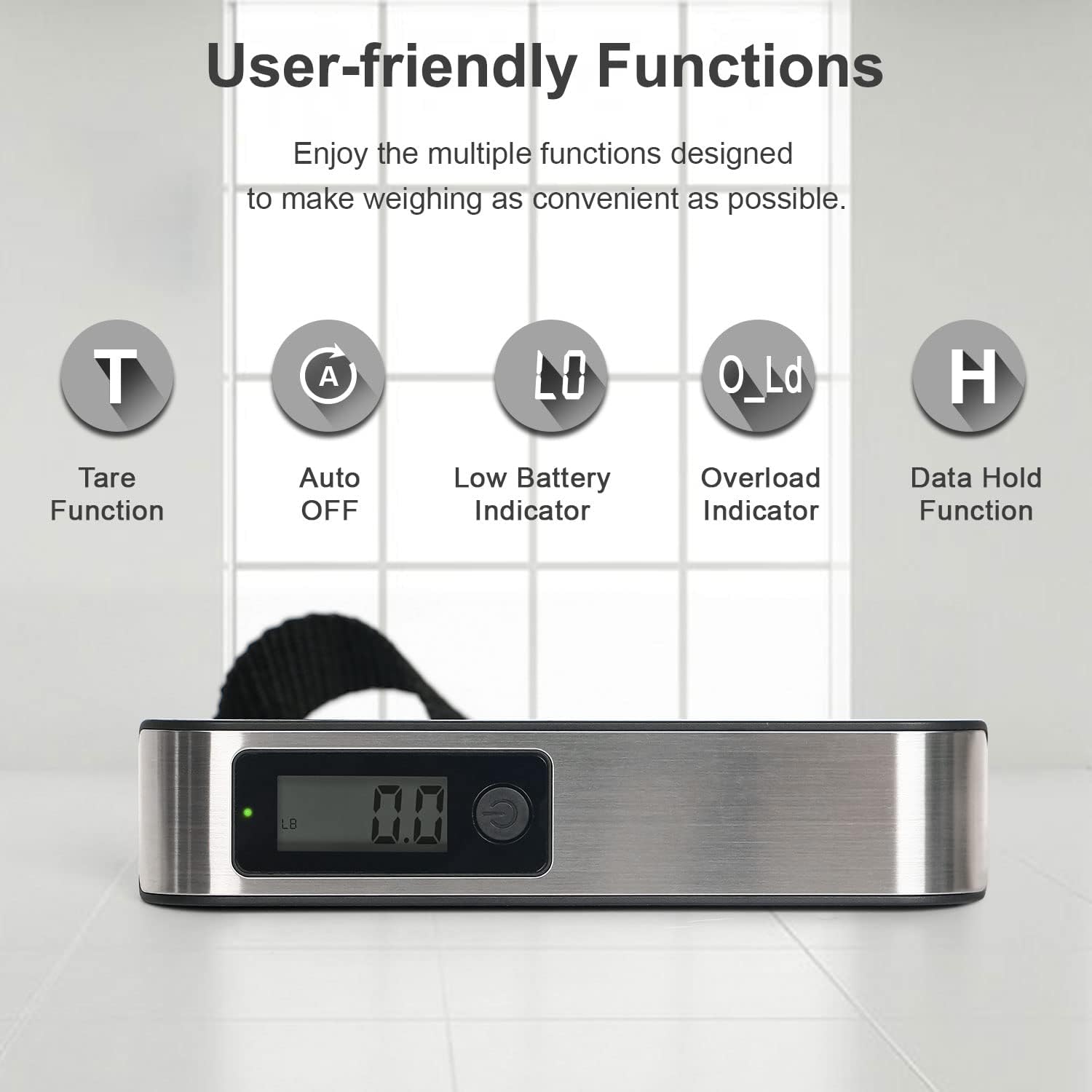 travel inspira Luggage Scale, Portable Digital Hanging Baggage Scale for Travel, Suitcase Weight Scale with Rubber Paint, 110 Pounds, Battery Included