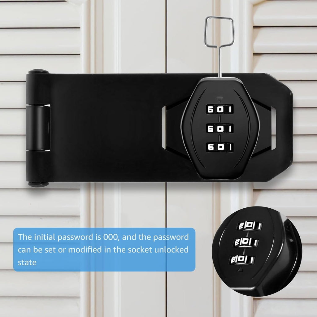 Mechanical Password Rotary Hasp Locks, 3 Digit Keyless Combination Lock for Cabinet Doors, Door Security Slide Latch Lock for Cabinets, Gate Locks for Barn Door, Bathroom, Outdoor