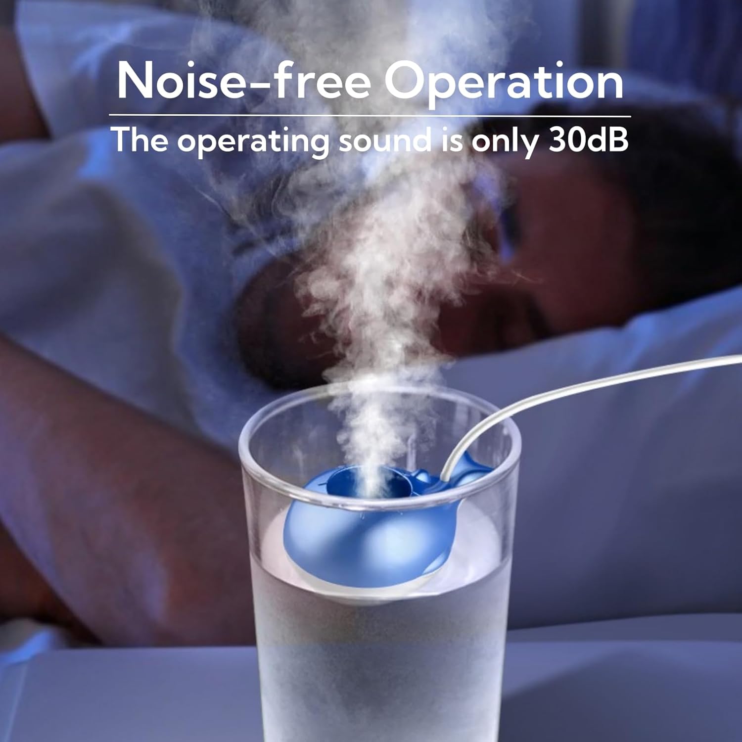Portable Small Humidifier Dual Nozzle - Large Cool Mist Humidifiers Double Spray Ports, Water Shortage Protection, Ultra-Quiet, Mini Humidifier for Bedroom Plants Office Car Travel (Whale Tankless)