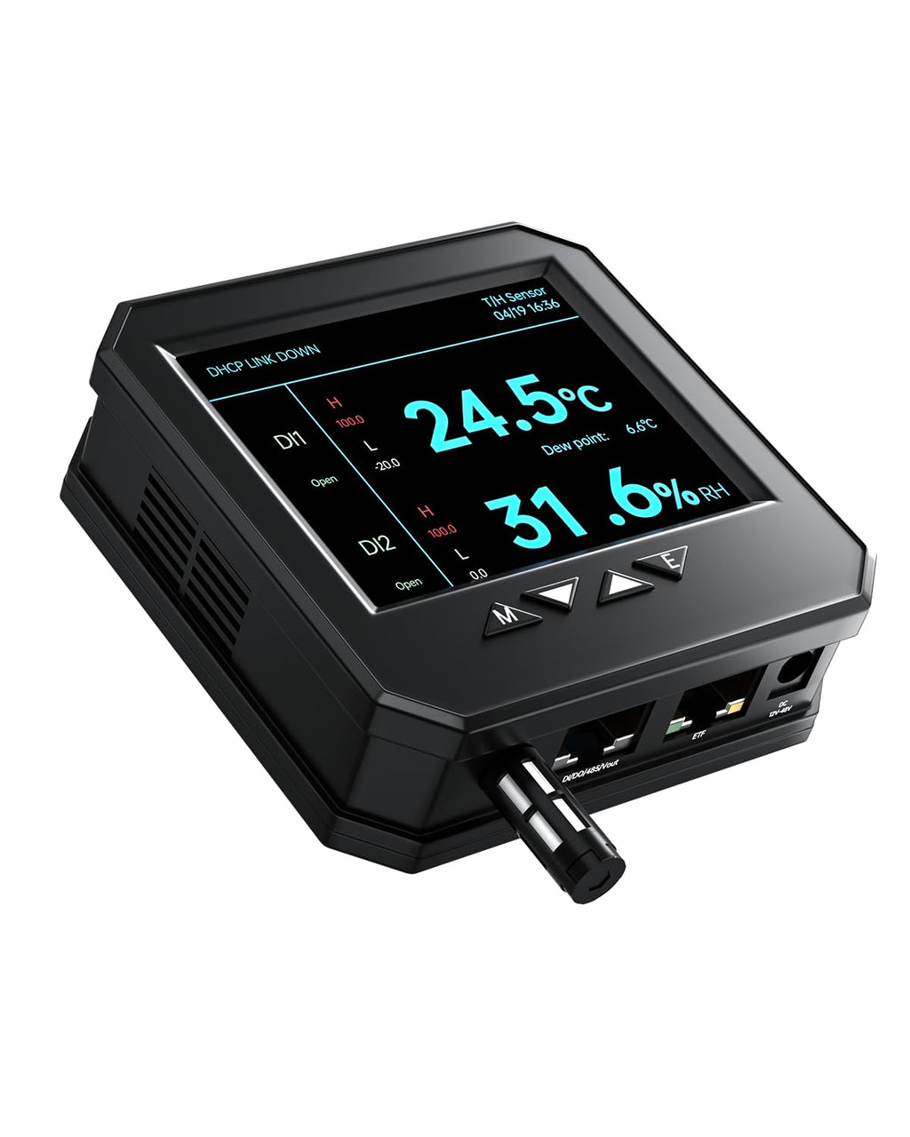 APEM-5930 Ethernet Temperature Humidity Sensor, PoE Server Room Monitor with Web Interface, SNMP Modbus MQTT Support, Dual Power, IP55, Data Logging, Alarm & Relay Output for IT & Industrial Use
