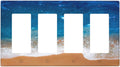 Blue Sea Ocean Beach Waves 4 Gang Wall Plates Outlet Covers Quad Rocker Light Switch Cover Plate Decorative Switch Plates GFCI Electrical Faceplate for Bathroom Bedroom Decor 4.5 X 8 IN