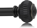 Black Curtain Rods for Windows 28 to 48 Inches 6/8 Inch Adjustable Heavy Duty Curtain Rods with Lantern Ball Finials,Window Treatment Single Curtain Rod Set