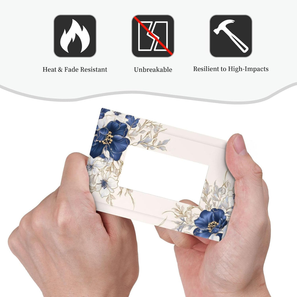 Decorative Outlet Covers Rustic Blue Beige Flower Peony Floral 1 Gang Rocker Light Switch Cover Plate Single Wall Plates for Electrical Outlets Switch Plate Covers Faceplate for Bedroom Decor