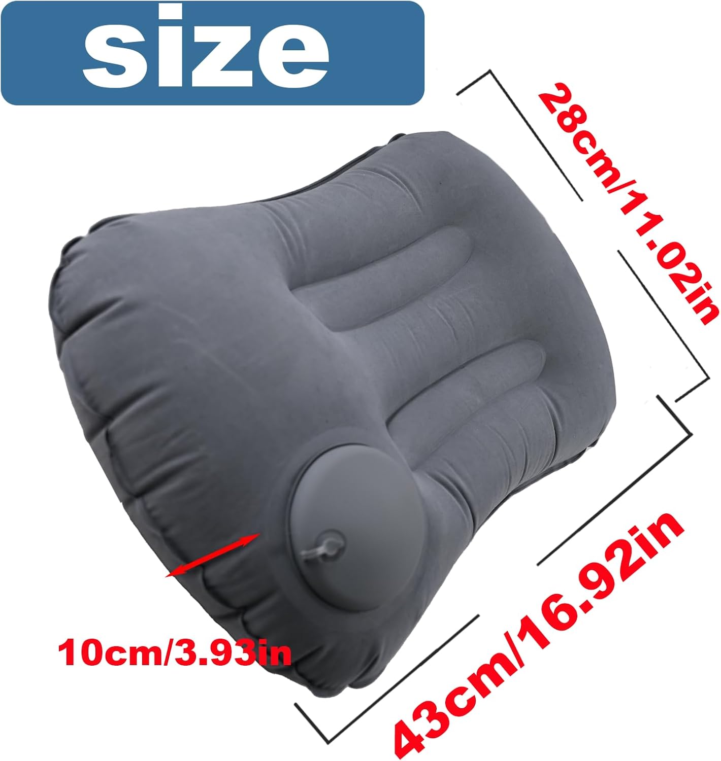 2 Pack 17 in Ultralight Inflatable Pillow Travel Pillow,Camping Pillow for Neck & Lumbar Support,Beach,Camping,Traveling,Hiking,Napping,Desk Rest(Gray)
