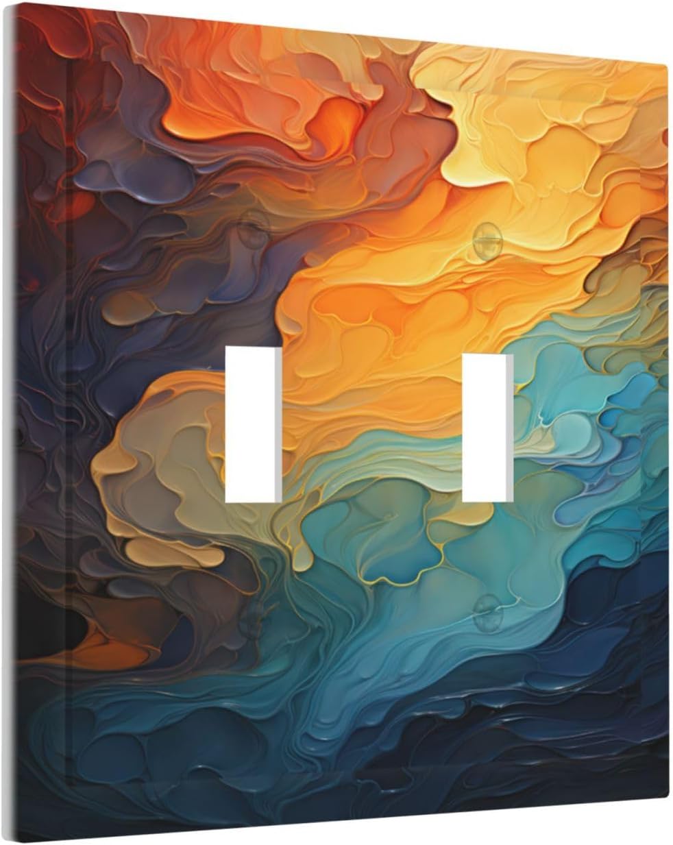 Abstract Colorful Modern Luxury Rainbow 2 Gang Double Toggle Light Switch Cover Decorative Switchplate Electrical Wall Plates Faceplate for Bathroom Bedroom Decor 4.9 X 5 IN