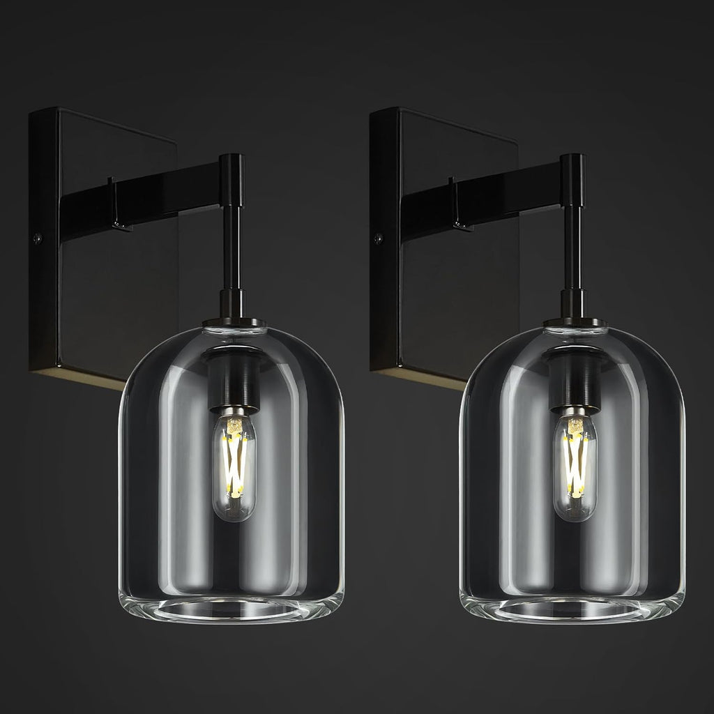 Modern Crystal Wall Sconces Set of Two Indoor Black Wall Lamp Vanity Wall Lighting for Bathroom Bedroom Living Room Stair