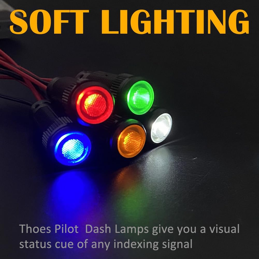 5pcs 10mm LED Indicator Light Plastic Black Signal Dot Lamp 110-220VAC 2/5" Mounting Hole Size with 15cm/5.9in. Wire (Yellow LED)