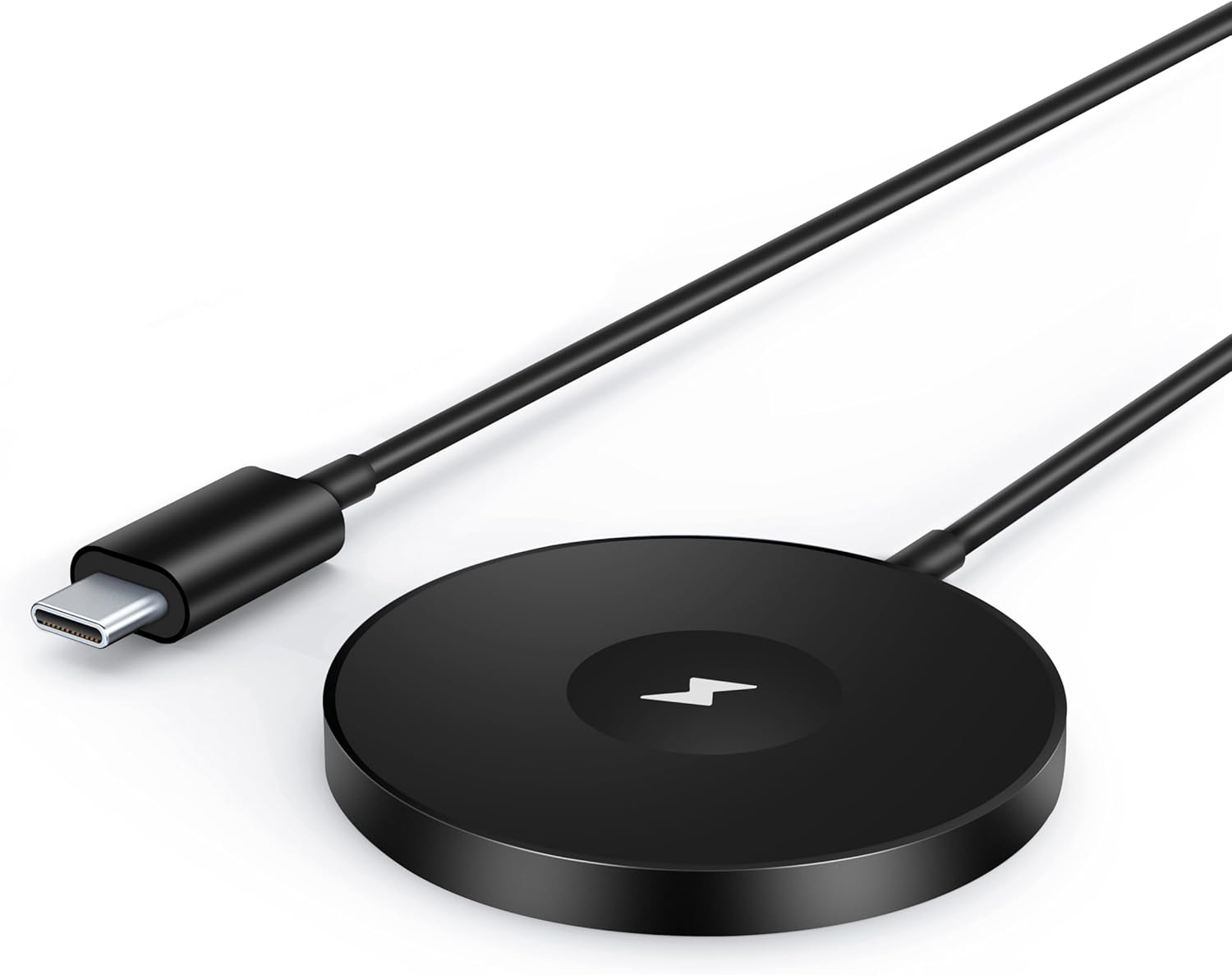 3-in-1 Magnetic Wireless Charging Pad with 15W Fast Charging for iPhone 17/16/15/14/13/12 Series, Apple Watch & AirPods, Compatible with MagSafe, for Bedside Desk Travel Home Office (Black)