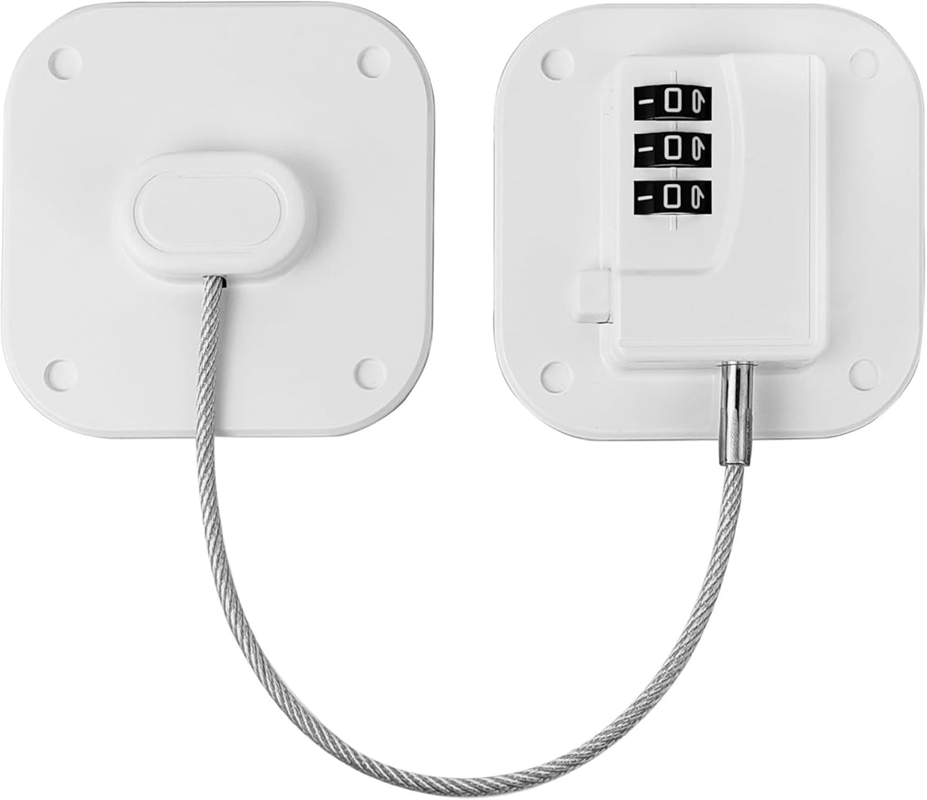 Refrigerator Lock - Heavy Duty Fridge & Freezer Safety Latch for Babies & Toddlers, Easy Install Kitchen Cabinet Lock (White, 1)