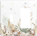 Outlet Covers Boho Leaves Watercolor Tan Leaf Floral Plant 1 Toggle 1 Rocker Combination Decorative Wall Plate Light Switch Cover Plate Electrical Switch Plates for Bedroom Home Decor
