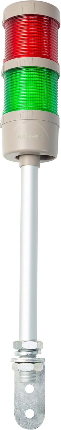 2 Stack Super Bright LED Andon Tower Lights, Red/Green, Off-ON,16 ft Extension Cord, 6 ft Industrial Adapter, IP65, Plug Play Ready – for Manufacturing & Industrials, Automotive