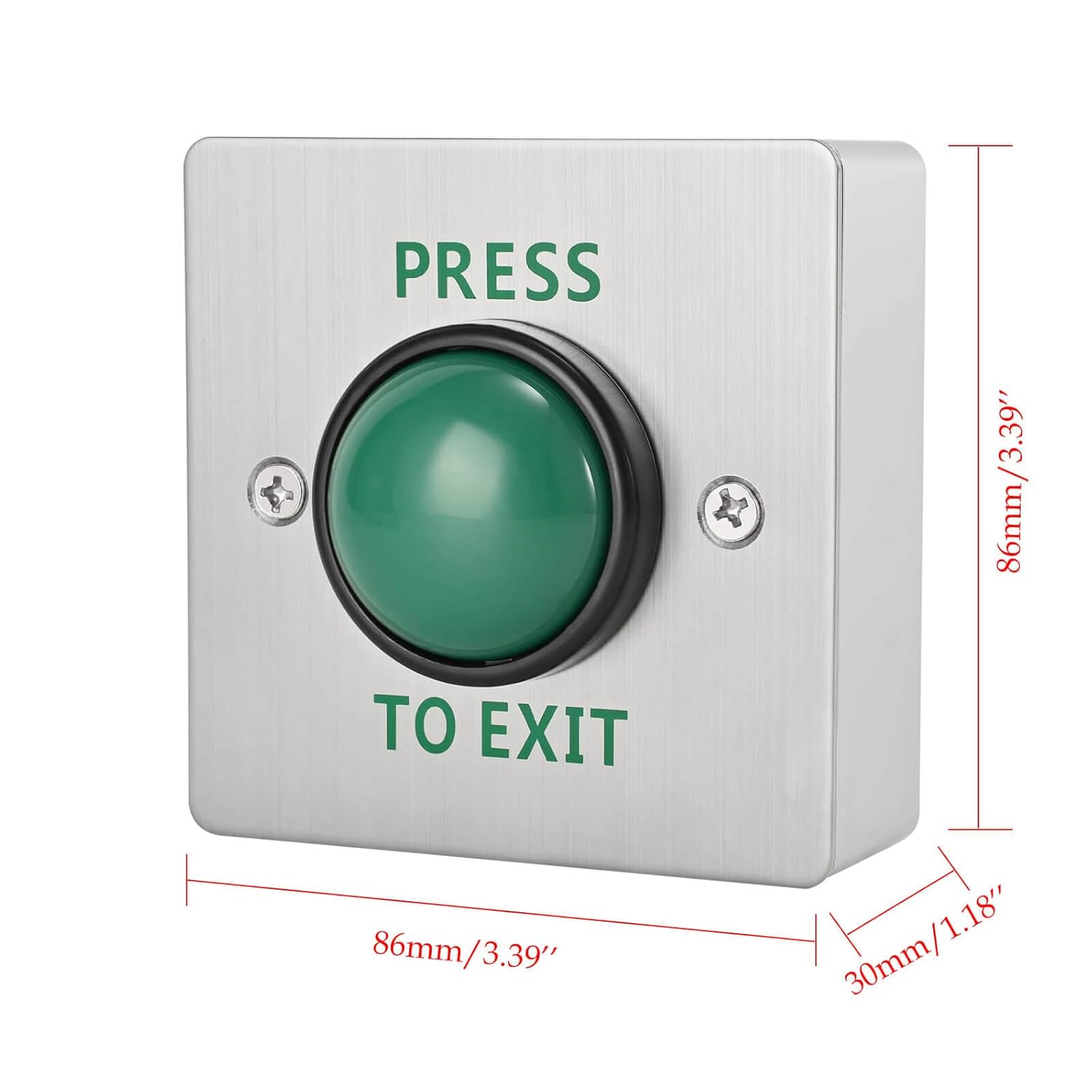 Push to Exit Button for Door Access Control Big Press Button IP68 Waterproof 304 Stainless Steel Shell with Back Mounted Box NO/COM Output