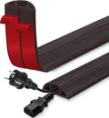 Floor Cord Cover for Wires on Floor Self Adhesive Cord Hider Floor Cable Management Wire Covers for Cords Protector Prevent Cable Trips Cord Cavity W 0.47" x H 0.27", Black Walnut, 3.3Ft