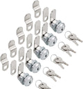 Cabinet Cam Locks Keyed Alike, 5/8” Cylinder Cam Locks for Tool Box RV Compartment Mailbox Vending Machine Drawer File Cabinet, Fits 3/8” Max Panel Thickness, Chrome Finish with 3 Cams and 2 Keys