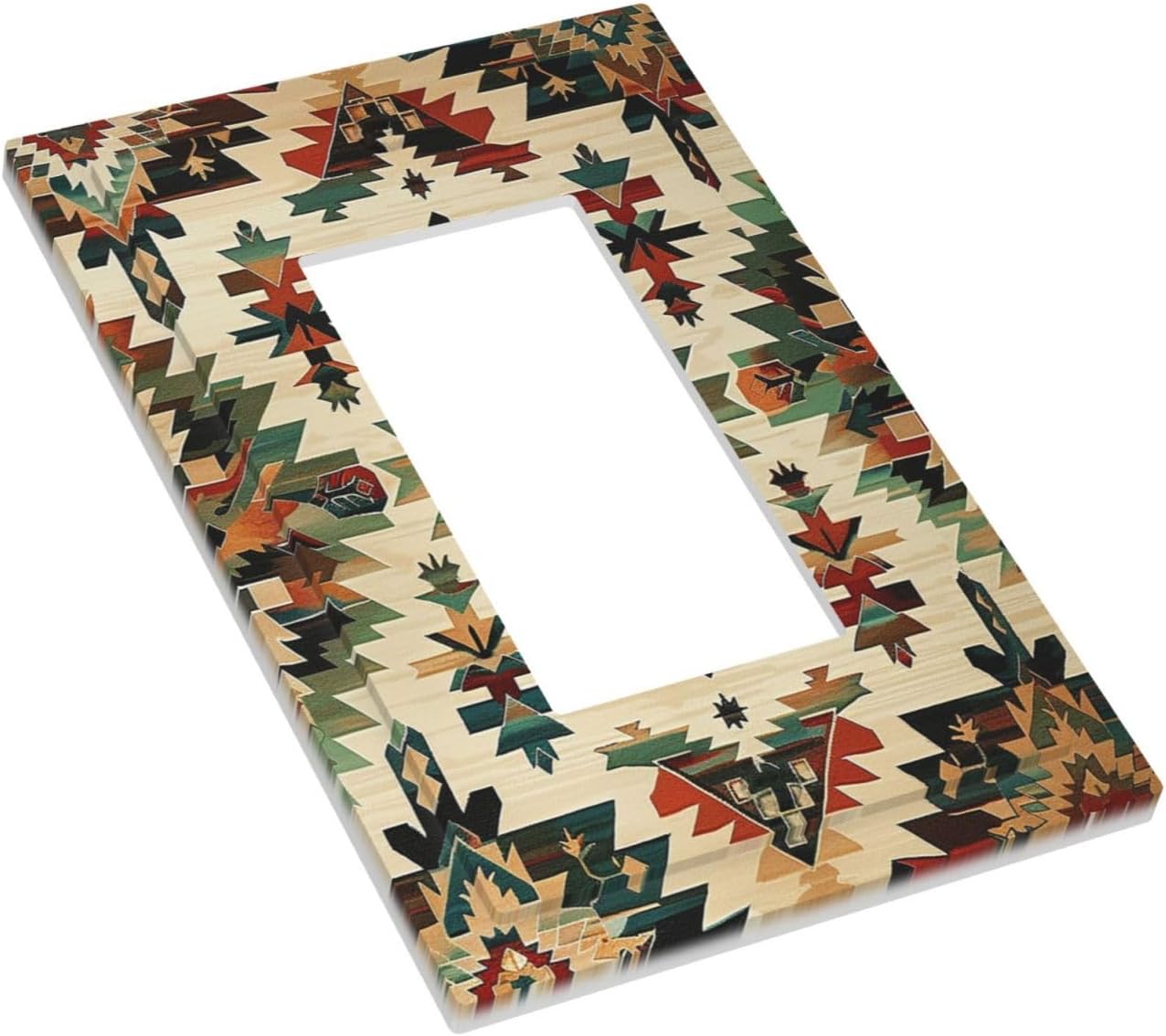 Decorative Outlet Covers Southwest Rustic American Indian Aztec Boho 1 Gang Single Rocker Light Switch Cover Plate Wall Plates GFCI Faceplate for Bed Room living Room Decor