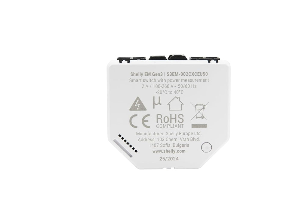 Shelly EM Gen3 + 50A Clamp | Wi-Fi-Operated Smart Energy Meter and Contactor Control Relay Switch | Home Automation | Works with Alexa & Google Home | iOS Android App | No Hub | Wide Integration
