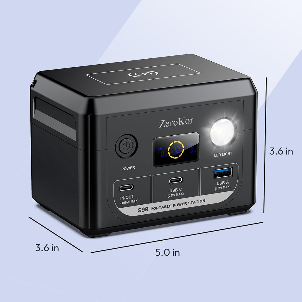 100W Portable Power Station, 96Wh Small Generator 30000mAh LiFePO4 Battery with USB C Fast Charging for Laptop, Outdoor Camping Portable Power bank For RV Home Office Emergency Power Supply
