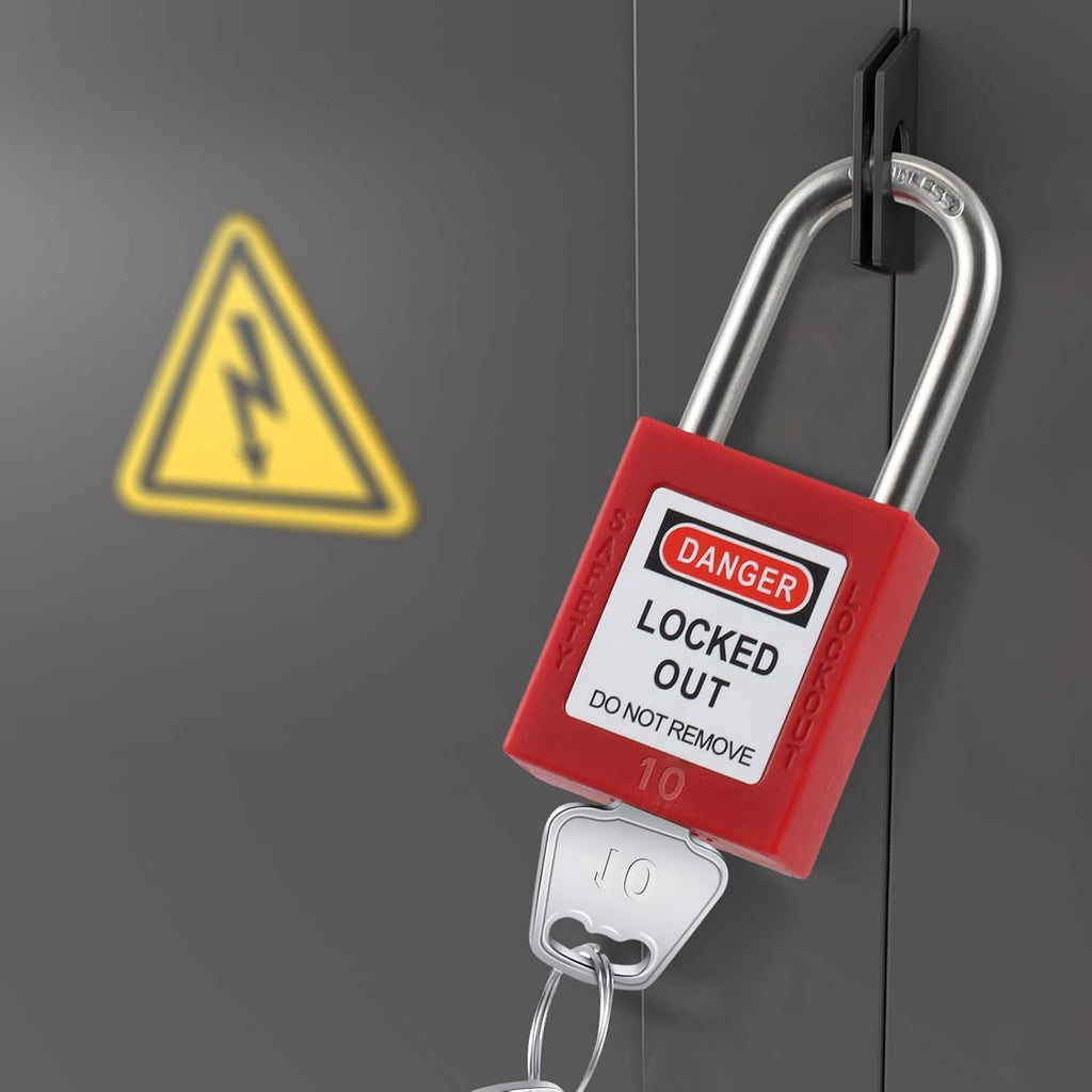 Landhoow 12 Set Lockout Tagout Locks and Keys Kit Loto Locks Different Safety Lock 2 Keys Per Lock Tag Out Padlocks for Electrical Lockout Tag Out Stations and Devices Kits (Red)