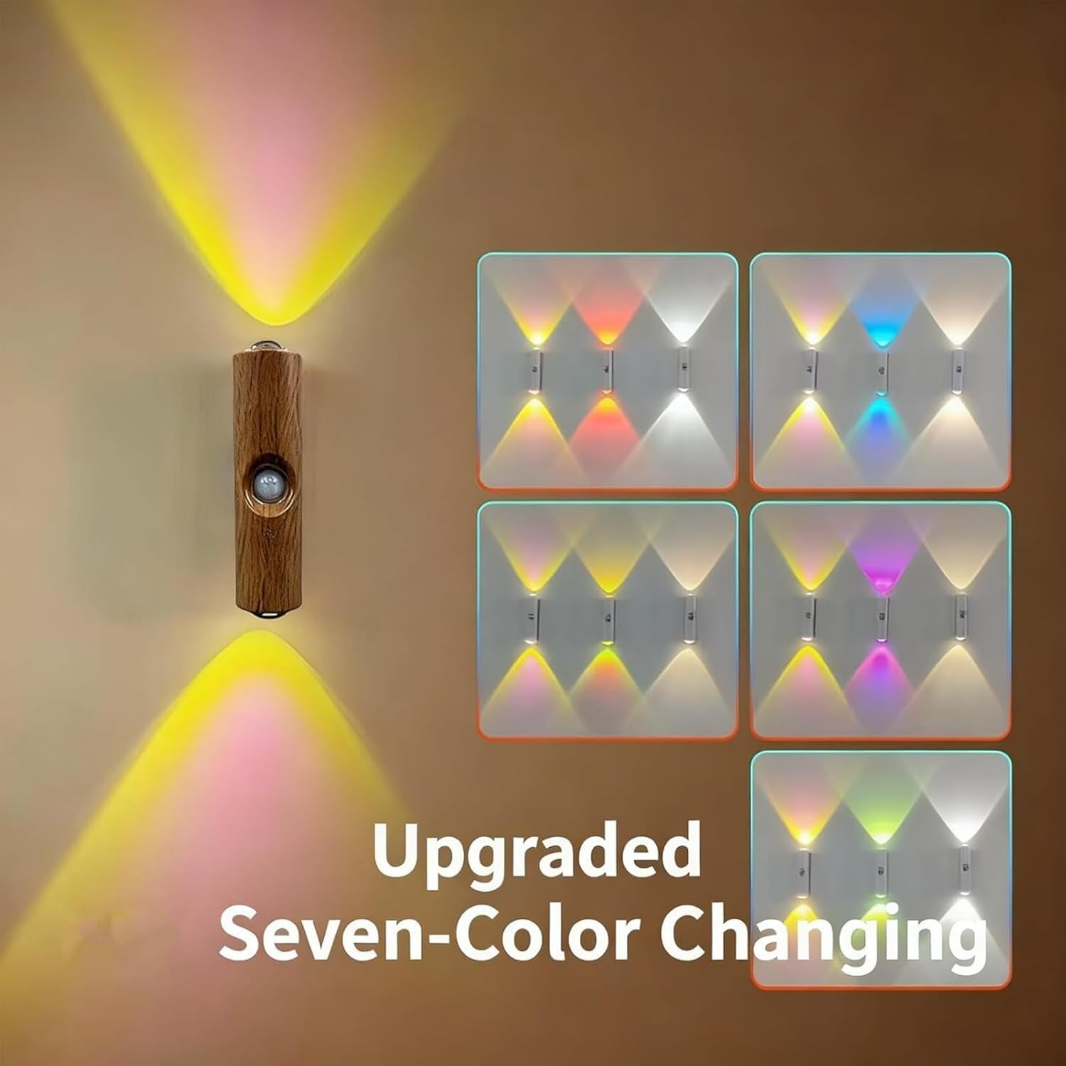 Rechargeable Smart LED Motion Sensor Ambient Light, Punch-Free Smart Sensor Magnetic Rechargeable LED Lights, Color Changing Motion Sensor Light for Stairs, Wardrobe, Cabinet (6, White-3 Colors)
