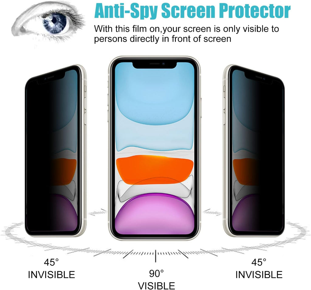 PEHAEL 3Pack for iPhone 11/iPhone XR Privacy Screen Protector Anti-Spy Tempered Glass Film 9H Hardness Easy Installation Bubble Free [6.1 inch]