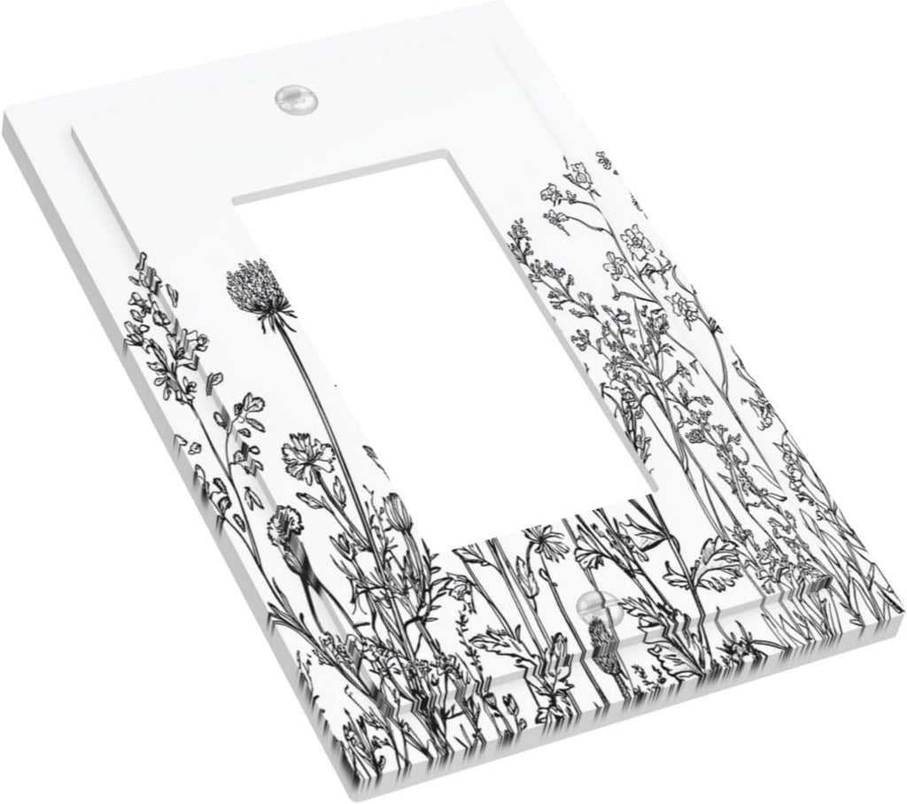 Decorative Outlet Covers Floral Wildflower Rustic Plant Leaves 1 Gang Single Rocker Light Switch Cover Plate Wall Plates Gfci Faceplate For Farmhouse Cabin Decor