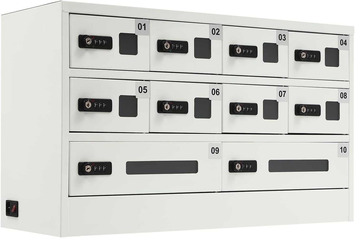 Cellphone Charging Station with Combination Lock, 10 Slots Cellphone Locker Mobile Device Phones Storage Pocket with 3-in-1 Charging Ports for Office Classroom Hotel (10 Slots)