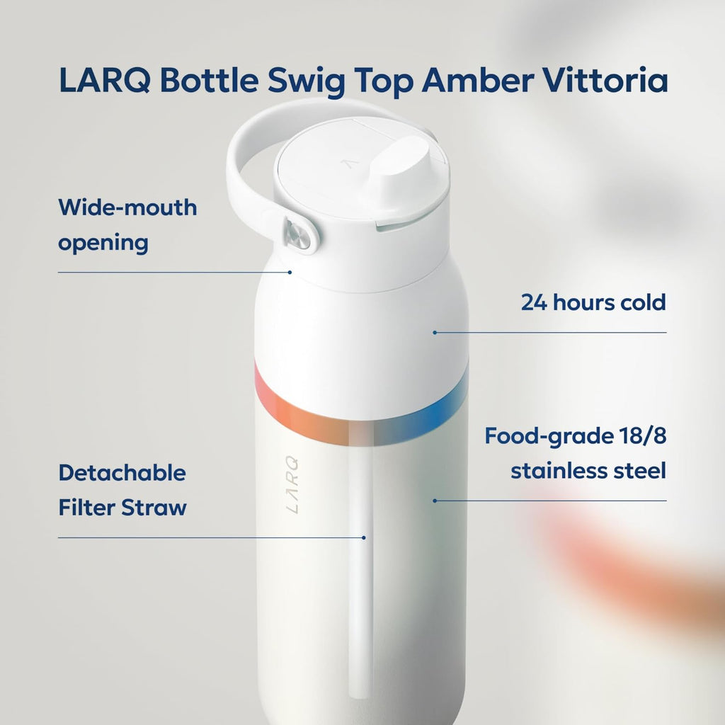 LARQ Bottle Swig Top Amber Vittoria 23 Oz, Granite White