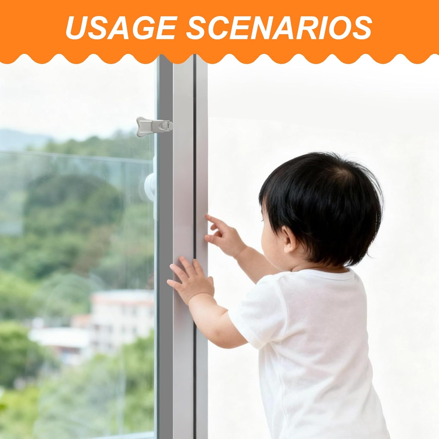 4-Pack Sliding Closet Door Lock, Child Safety Locks for Sliding Glass Doors Window Closets and Cabinets, No-Tool Installation Baby Proof Accessories for Kids Safety White