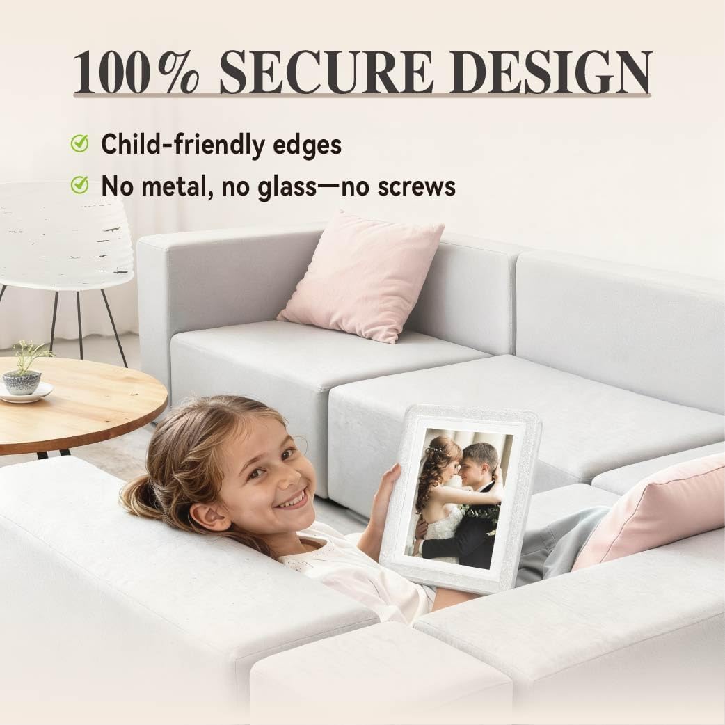 Crystal 5x7 Picture Frame with Acrylic Front 3 Pack, ABS Frame for 5x7 or 4x8 Photos, Shatterproof UV-Resistant Tabletop Photo Frame, Vertical/Horizontal Display for Home Décor
