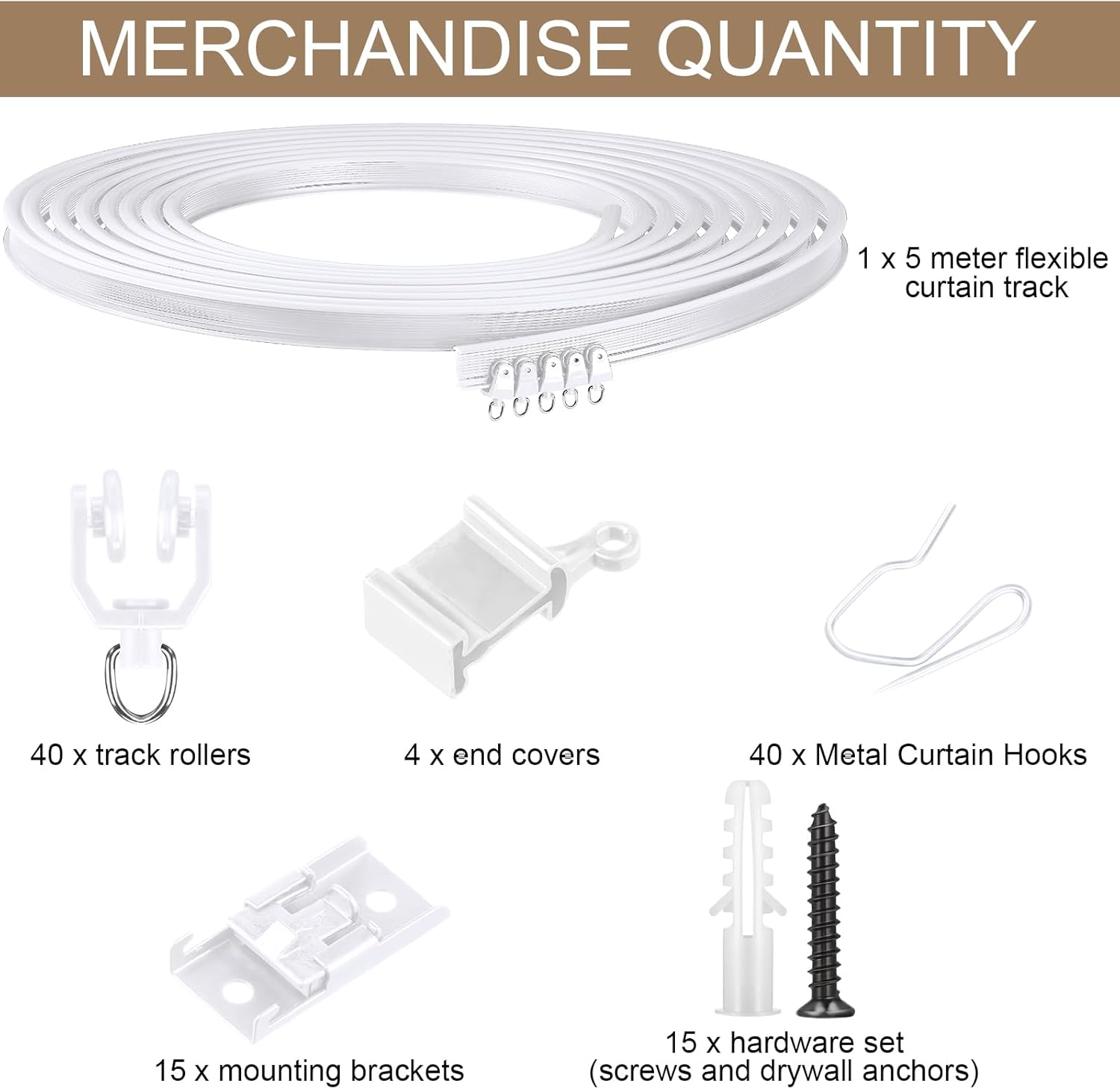 Jetec Curtain Tracks Ceiling Flexible Curtain Track Bendable Rail Curved Wall Mounted for Living Room Bedroom Divider Rod RV(20 Meter/ 65.6 Feet,White)
