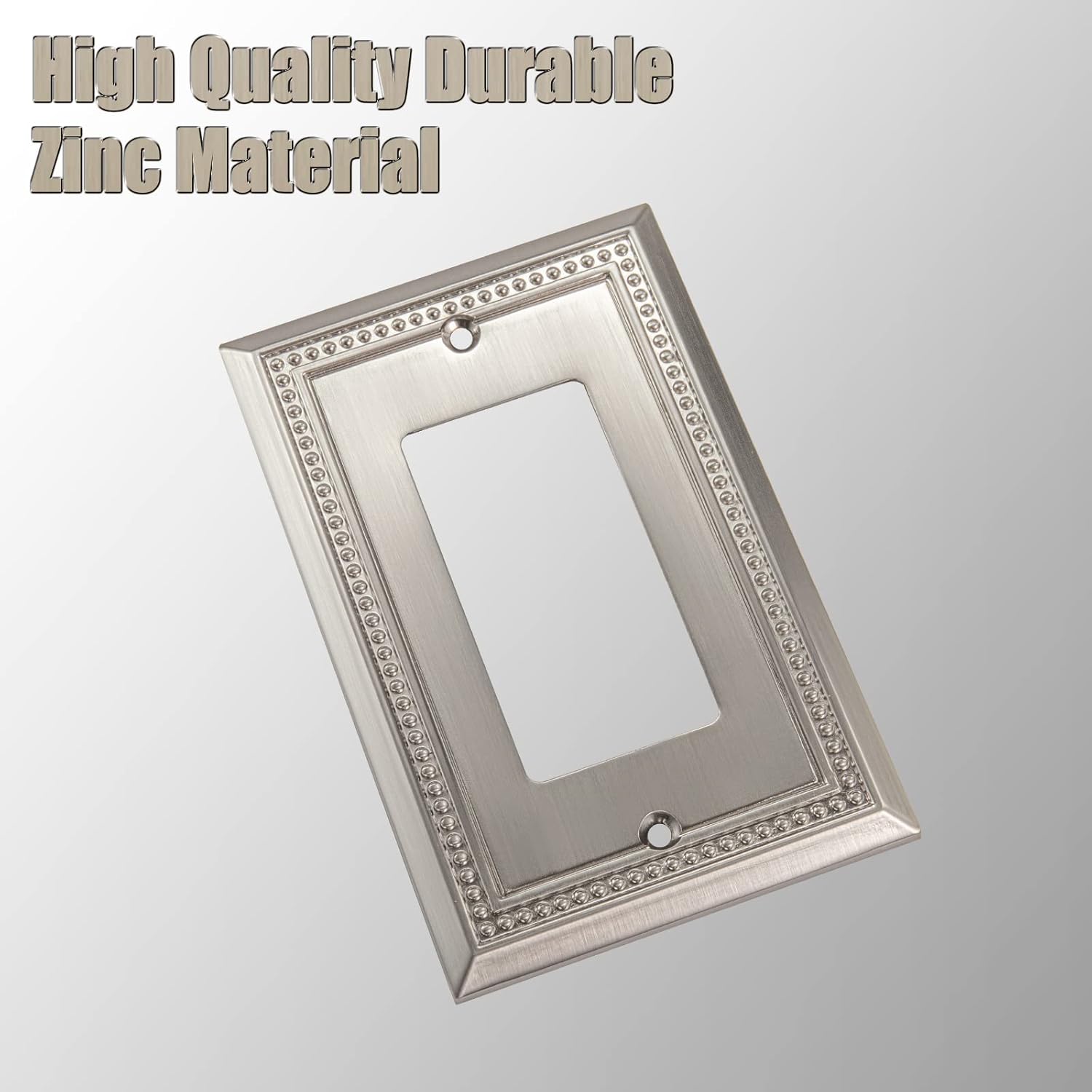 Henne Bery Sunken Pearls Heavy Duty Decorative Wall Plate Switch Plate Outlet Cover (Single Decorator, 3 Pack, Satin Nickel)