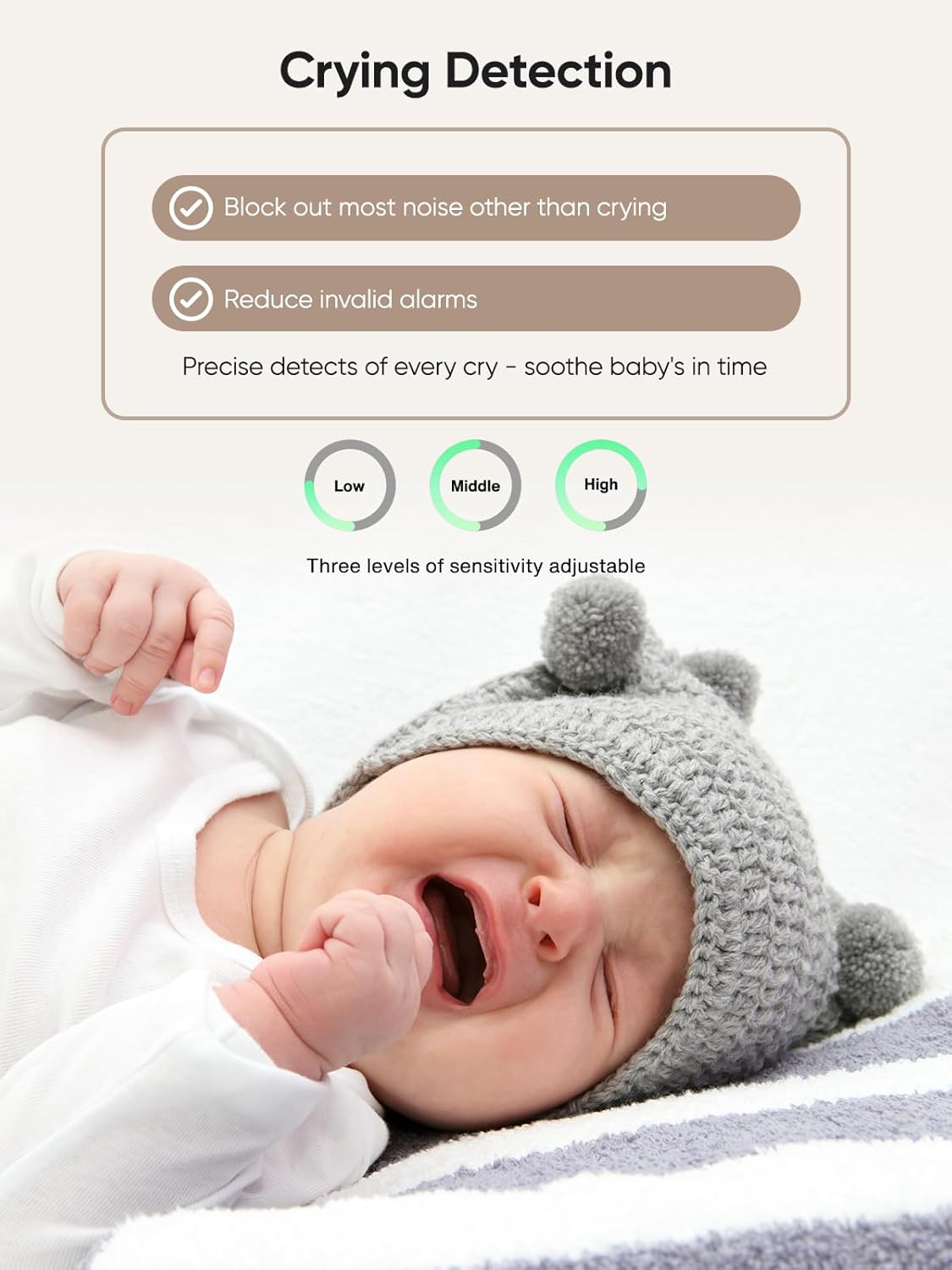 bonoch 1440p Baby Monitor with 2 Cameras 240h Long-Lasting, 5.5" No WiFi Split Screen Dual Video Monitor, Smart Detect for Crying/Sleep Turnover/Motion, Hack Proof, White Noise, Night Vision, Gifts