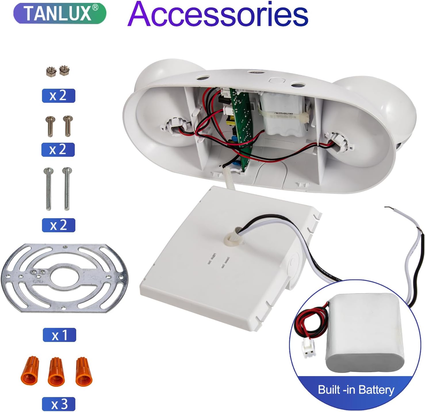 TANLUX LED Emergency Lights with Battery Backup, Commercial Emergency Light Fixtures for Business Home Power Failure Emergency Exit Sign Lighting with 1.0 Meter Plug in Cord AC120V Input