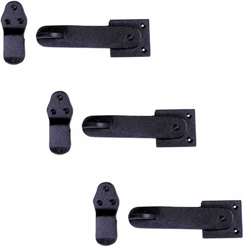 Renovators Supply Manufacturing Black Wrought Iron Gate Flip Latch 5.75" L Antique Medium to Light Duty Two Sided Flip Locks Rust Resistant Powder Coated Barn Door Latches with Hardware Pack of 3